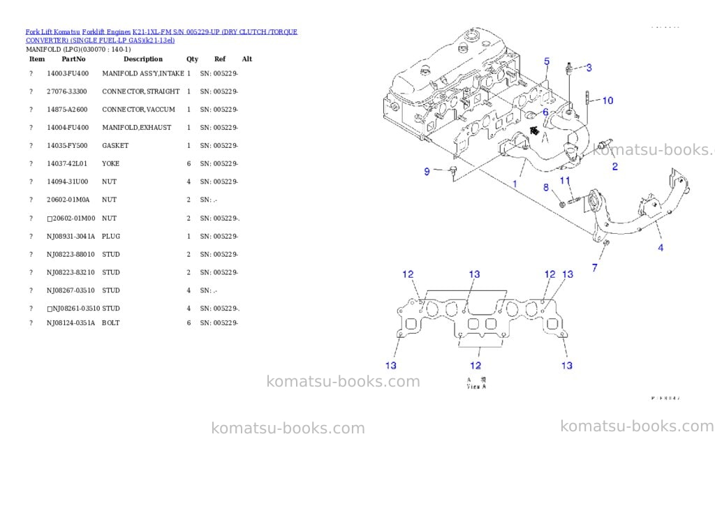 Komatsu k21-1xl-fm s/n 005229-up （ﾄﾞﾗｲｸﾗｯﾁ/ﾄﾙｸｺﾝﾊﾞｰﾀ）（lpgｾﾝﾖｳ） Parts catalog cover Page 6
