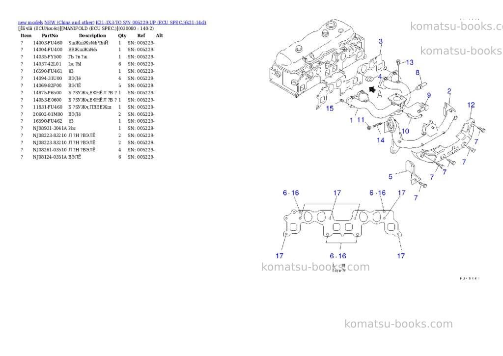 Komatsu k21-1x3-to s/n 005229-up ecu spec. Parts catalog cover Page 7