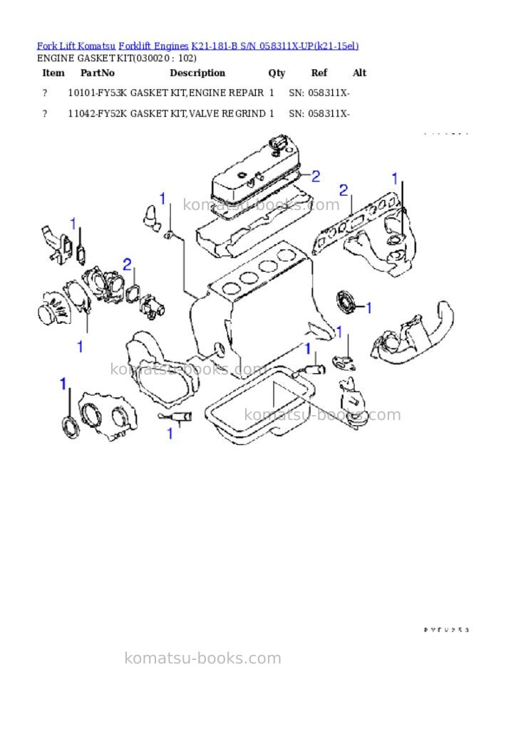 Komatsu k21-181-b s/n 058311x-up Parts catalog cover