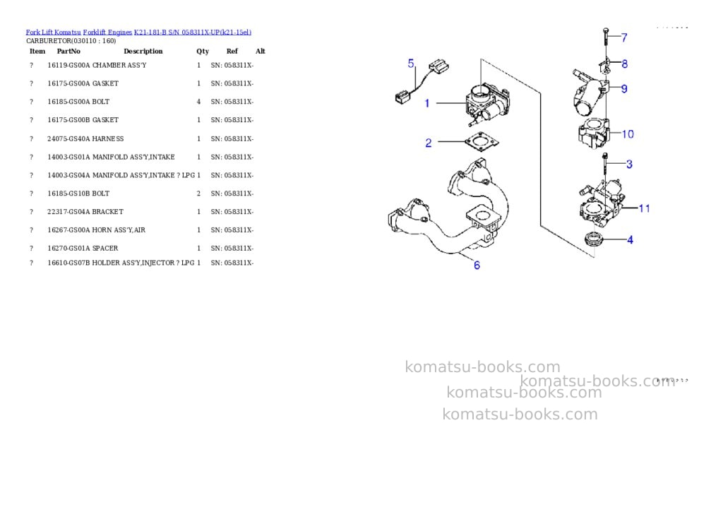 Komatsu k21-181-b s/n 058311x-up Parts catalog cover Page 10