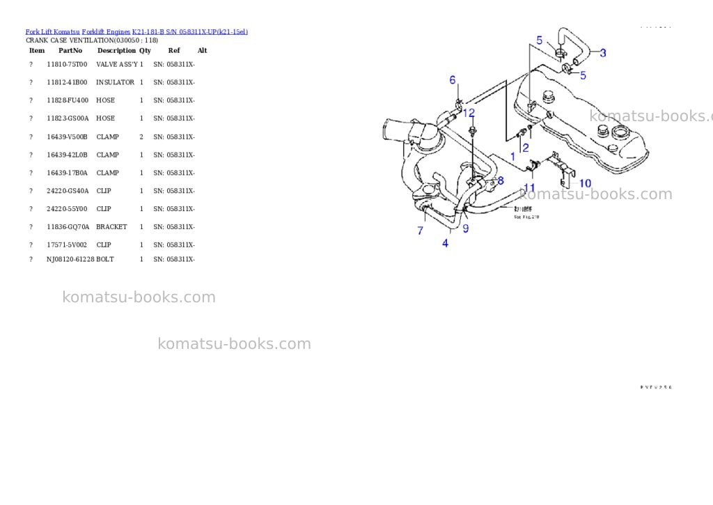 Komatsu k21-181-b s/n 058311x-up Parts catalog cover Page 4