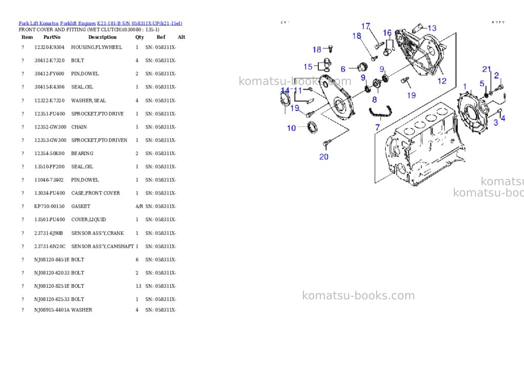 Komatsu k21-181-b s/n 058311x-up Parts catalog cover Page 7