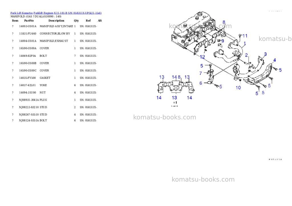 Komatsu k21-181-b s/n 058311x-up Parts catalog cover Page 8