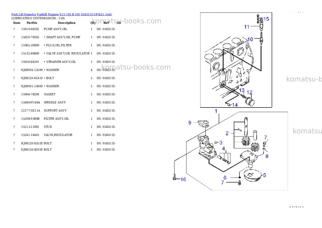 Komatsu k21-181-b s/n 058311x-up Parts catalog cover Page 9