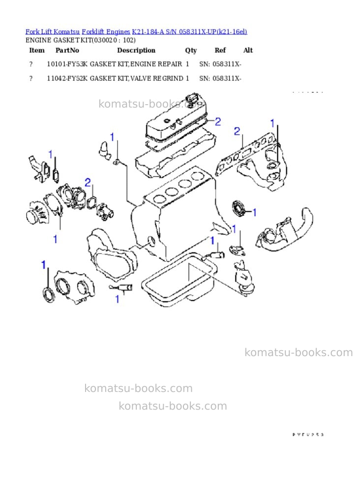Komatsu k21-184-a s/n 058311x-up Parts catalog cover Komatsu k21-184-a s/n 058311x-up Parts catalog cover