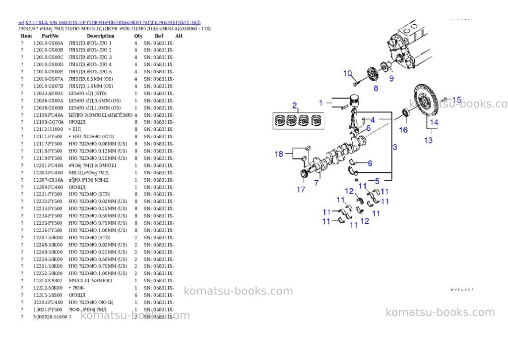 Komatsu K21-184-A S/N 058311X-UP ЃiДЮЧІёЧЇБ/ДЩёєЭКЮ ?АЃjЃiLPGѕЭЦіЃj Parts catalog cover Page 5