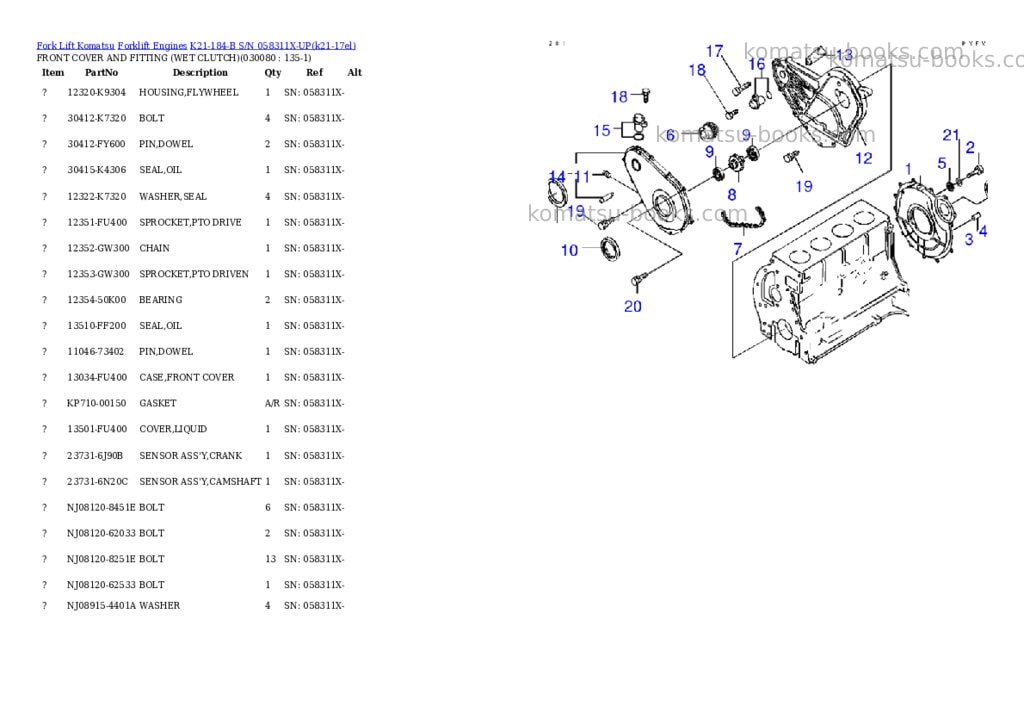 Komatsu k21-184-b s/n 058311x-up Parts catalog cover Page 7 Komatsu k21-184-b s/n 058311x-up Parts catalog cover Page 7
