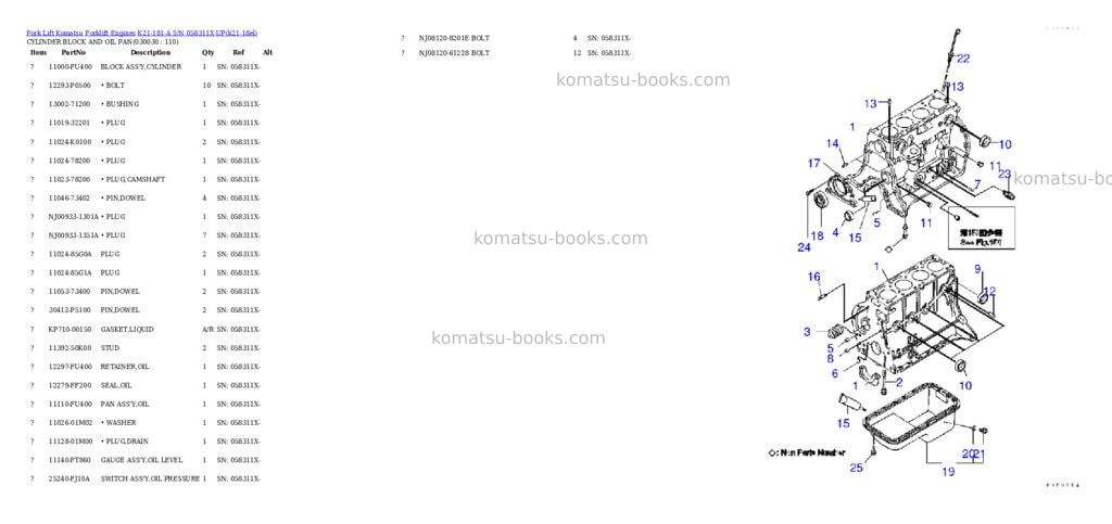 Komatsu k21-181-a s/n 058311x-up Parts catalog cover Page 2 Komatsu k21-181-a s/n 058311x-up Parts catalog cover Page 2