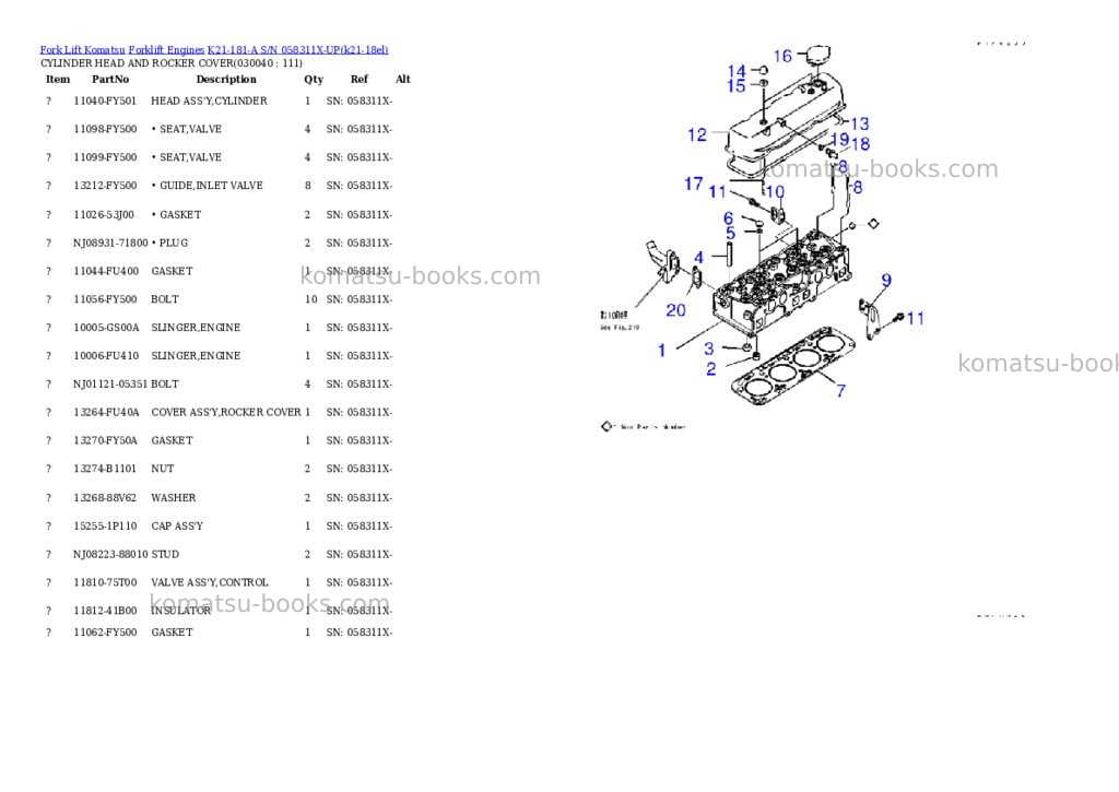 Komatsu k21-181-a s/n 058311x-up Parts catalog cover Page 3 Komatsu k21-181-a s/n 058311x-up Parts catalog cover Page 3