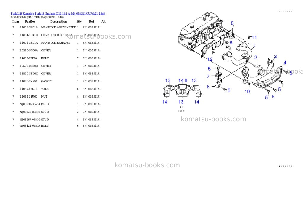 Komatsu k21-181-a s/n 058311x-up Parts catalog cover Page 8 Komatsu k21-181-a s/n 058311x-up Parts catalog cover Page 8