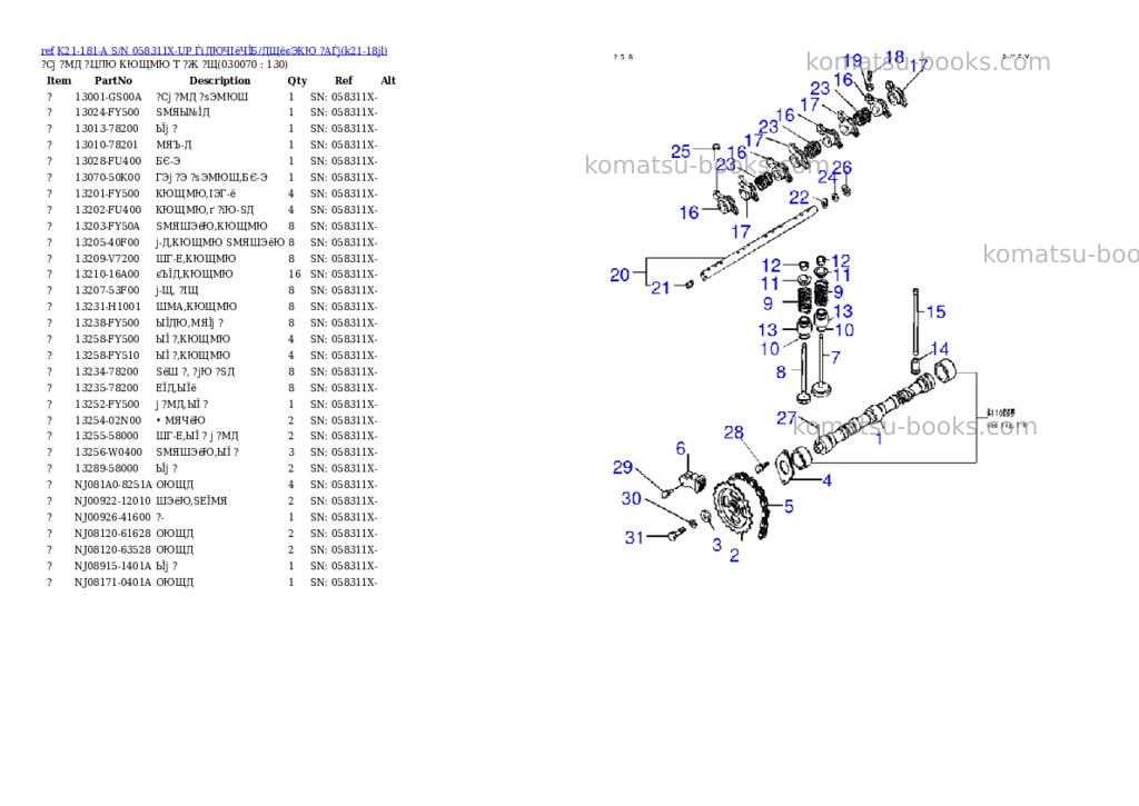 Komatsu K21-181-A S/N 058311X-UP ЃiДЮЧІёЧЇБ/ДЩёєЭКЮ ?АЃj Parts catalog cover Page 6