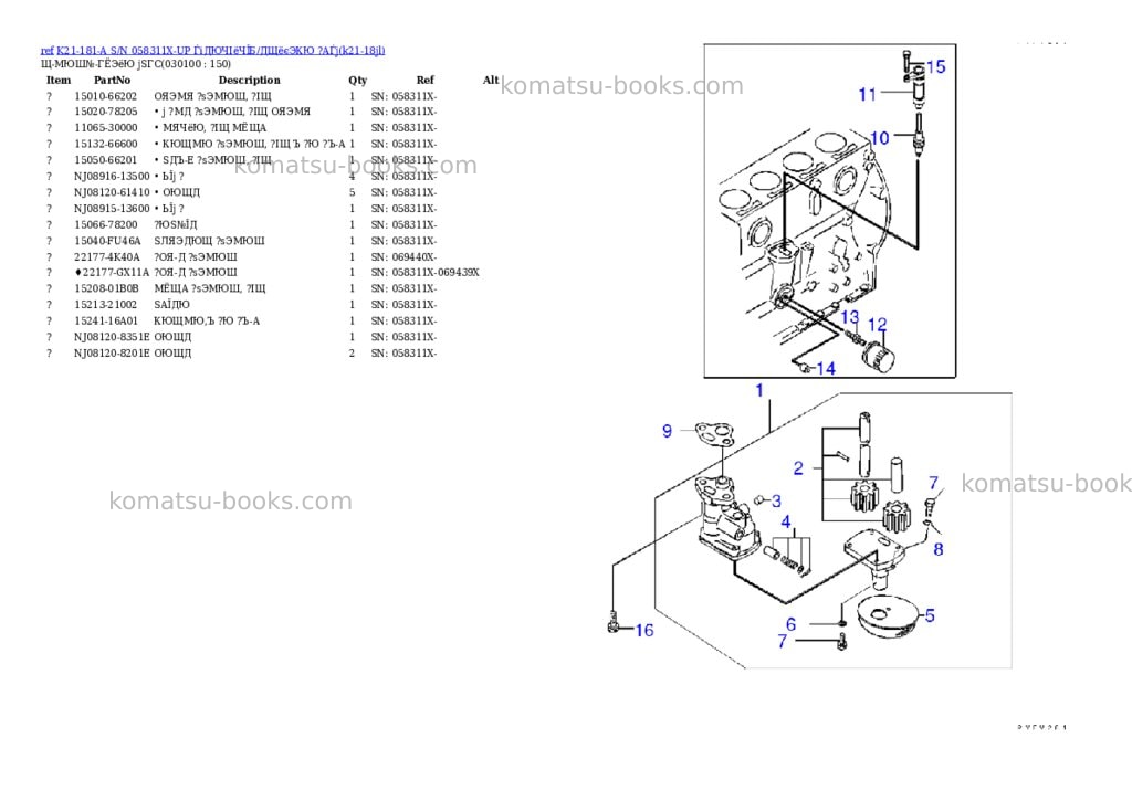 Komatsu K21-181-A S/N 058311X-UP ЃiДЮЧІёЧЇБ/ДЩёєЭКЮ ?АЃj Parts catalog cover Page 9