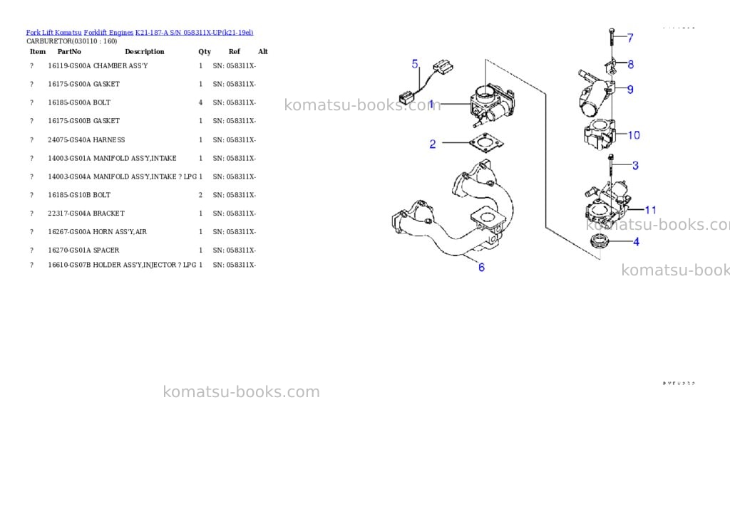 Komatsu k21-187-a s/n 058311x-up Parts catalog cover Page 10