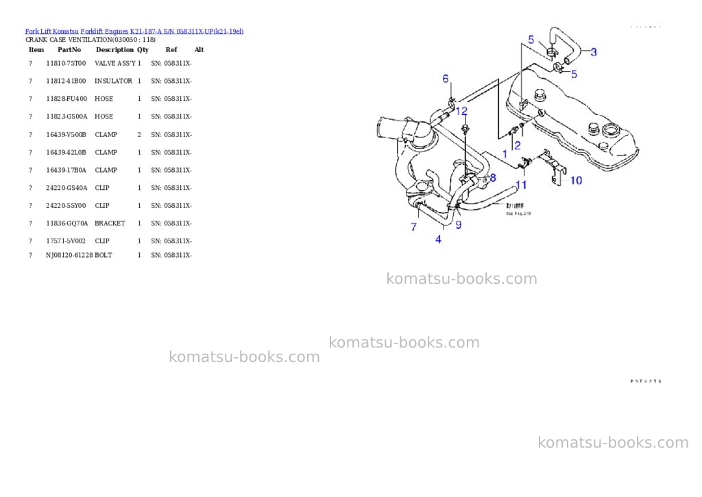 Komatsu k21-187-a s/n 058311x-up Parts catalog cover Page 4