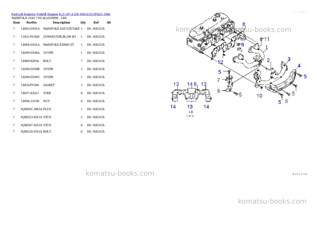 Komatsu k21-187-a s/n 058311x-up Parts catalog cover Page 8