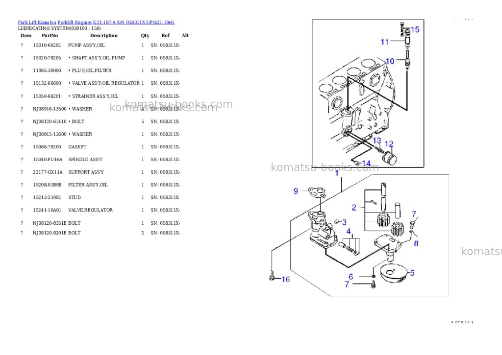 Komatsu k21-187-a s/n 058311x-up Parts catalog cover Page 9