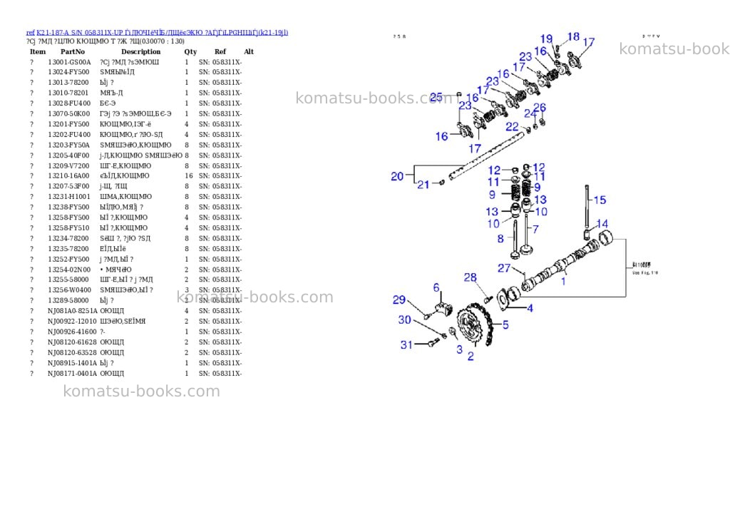 Komatsu K21-187-A S/N 058311X-UP ЃiДЮЧІёЧЇБ/ДЩёєЭКЮ ?АЃjЃiLPGНІЦіЃj Parts catalog cover Page 6