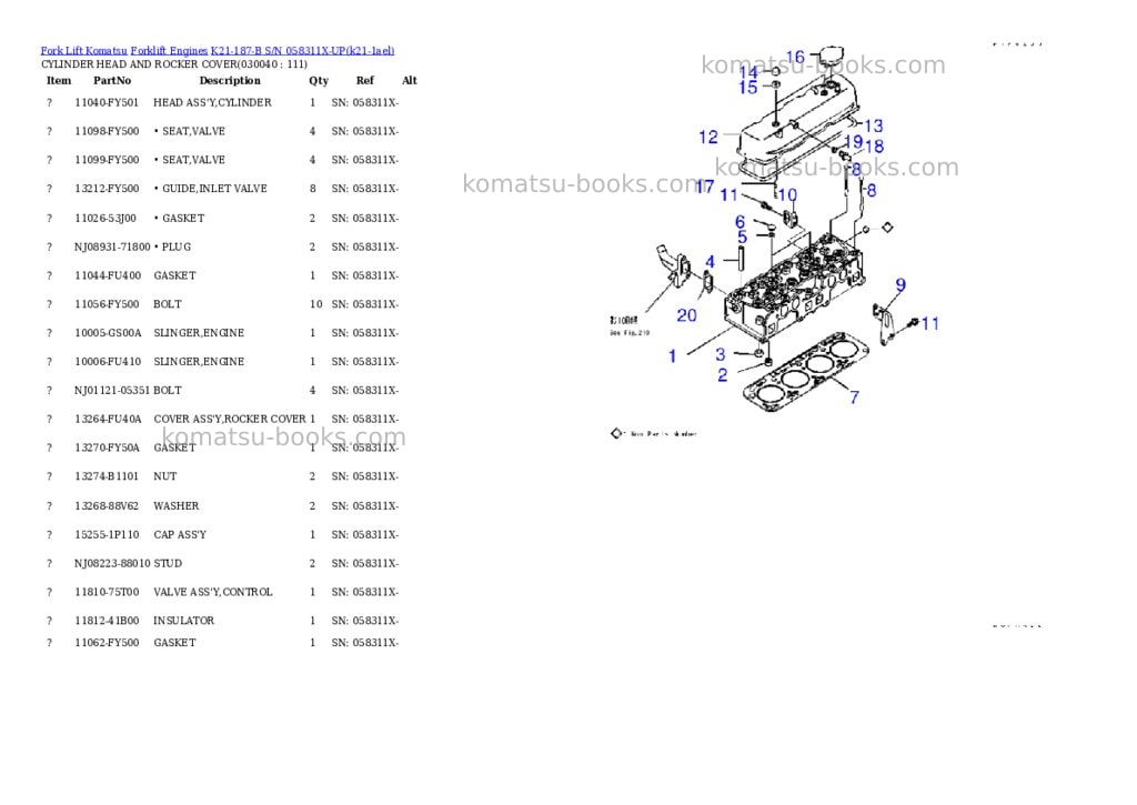 Komatsu k21-187-b s/n 058311x-up Parts catalog cover Page 3 Komatsu k21-187-b s/n 058311x-up Parts catalog cover Page 3