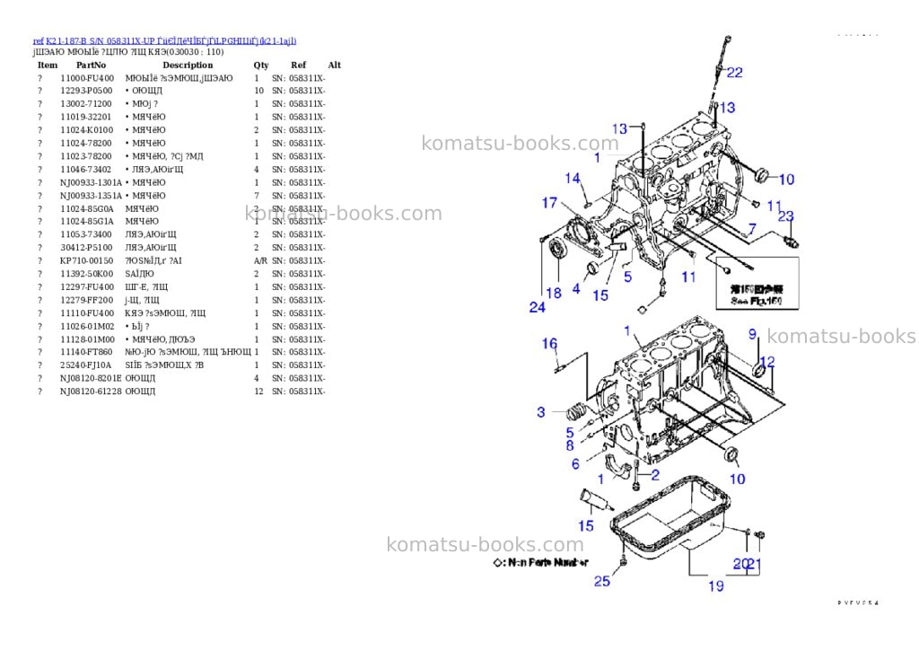 Komatsu K21-187-B S/N 058311X-UP ЃiіЄЇДёЧЇБЃjЃiLPGНІЦіЃj Parts catalog cover Page 2