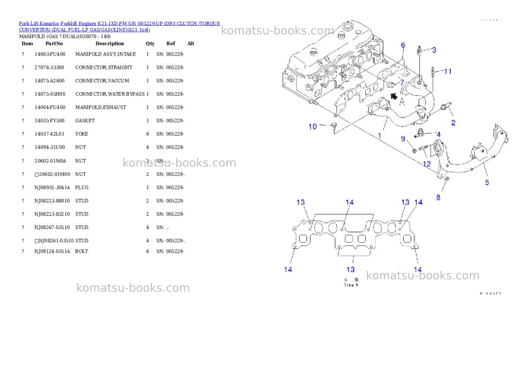 Komatsu k21-1xd-fm s/n 005229-up (ドライクラッチ/トルクコンバータ)(lpgヘイヨウ) Parts catalog cover Page 6 Komatsu k21-1xd-fm s/n 005229-up (ドライクラッチ/トルクコンバータ)(lpgヘイヨウ) Parts catalog cover Page 6