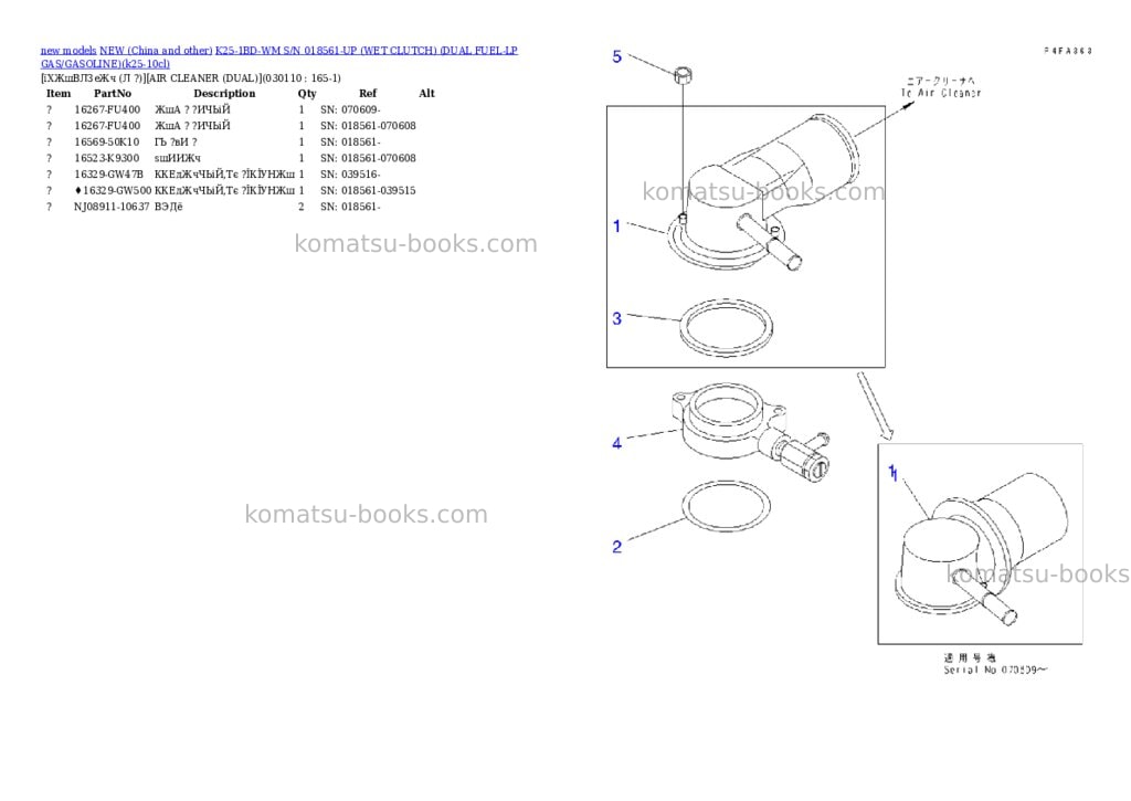 Komatsu k25-1bd-wm s/n 018561-up wet clutch dual fuel-lp gas/gasoline Parts catalog cover Page 2