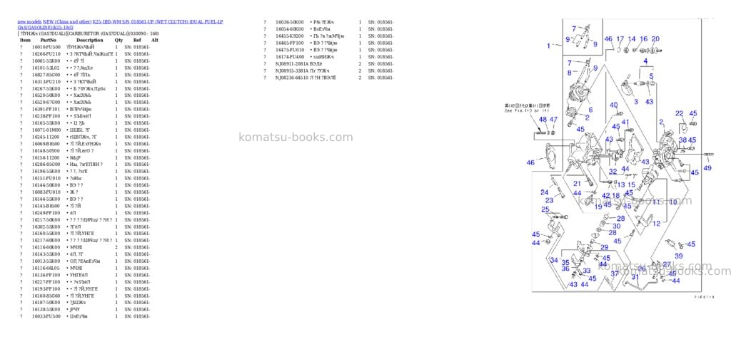 Komatsu k25-1bd-wm s/n 018561-up wet clutch dual fuel-lp gas/gasoline Parts catalog cover Page 8