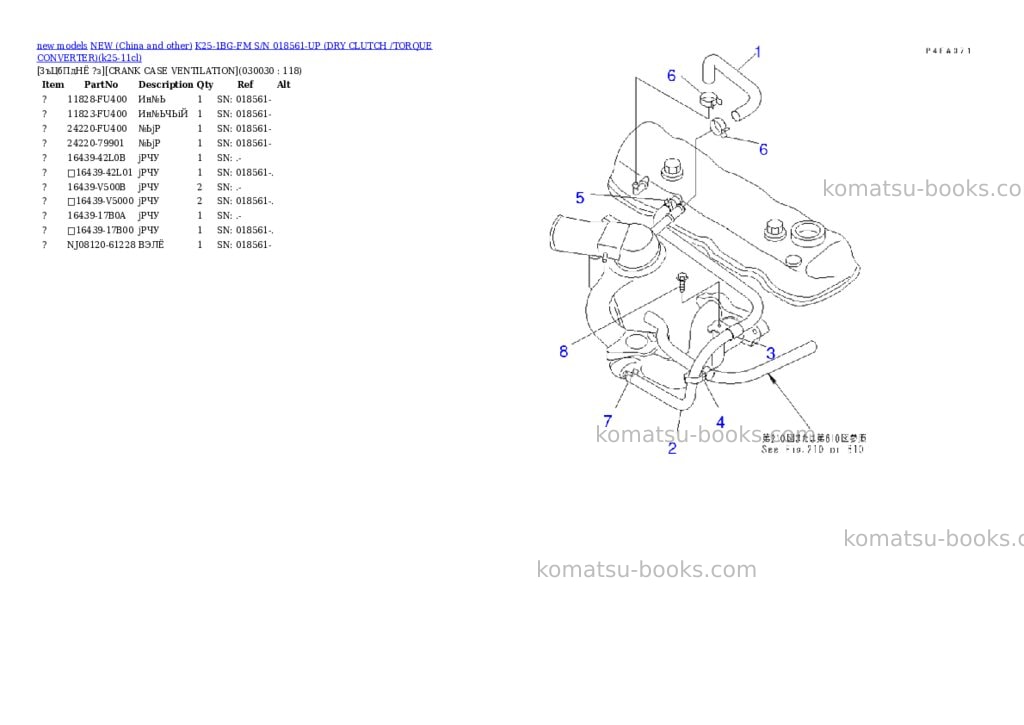 Komatsu k25-1bg-fm s/n 018561-up dry clutch /torque converter Parts catalog cover Page 2 Komatsu k25-1bg-fm s/n 018561-up dry clutch /torque converter Parts catalog cover Page 2
