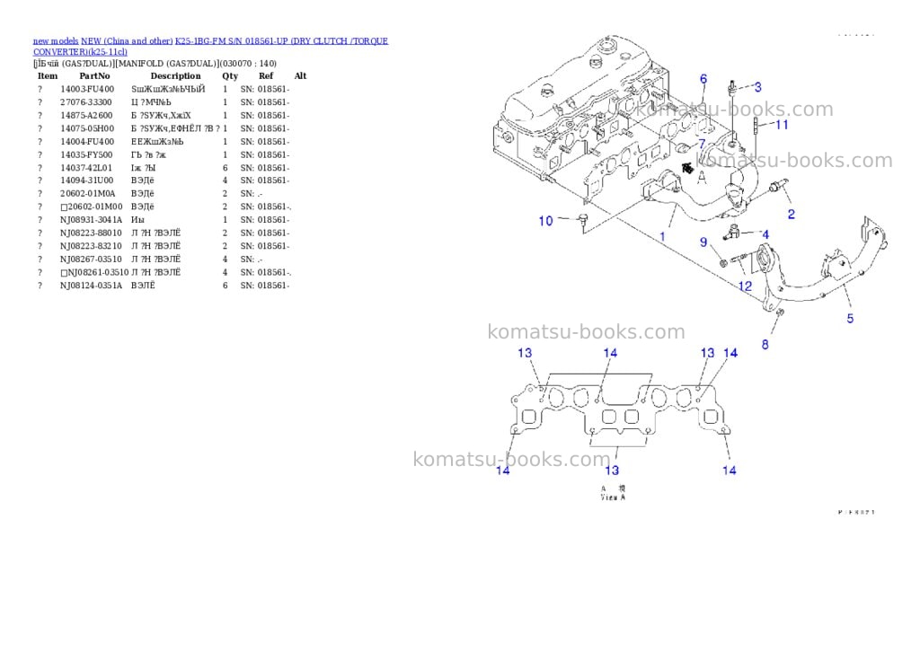 Komatsu k25-1bg-fm s/n 018561-up dry clutch /torque converter Parts catalog cover Page 6 Komatsu k25-1bg-fm s/n 018561-up dry clutch /torque converter Parts catalog cover Page 6