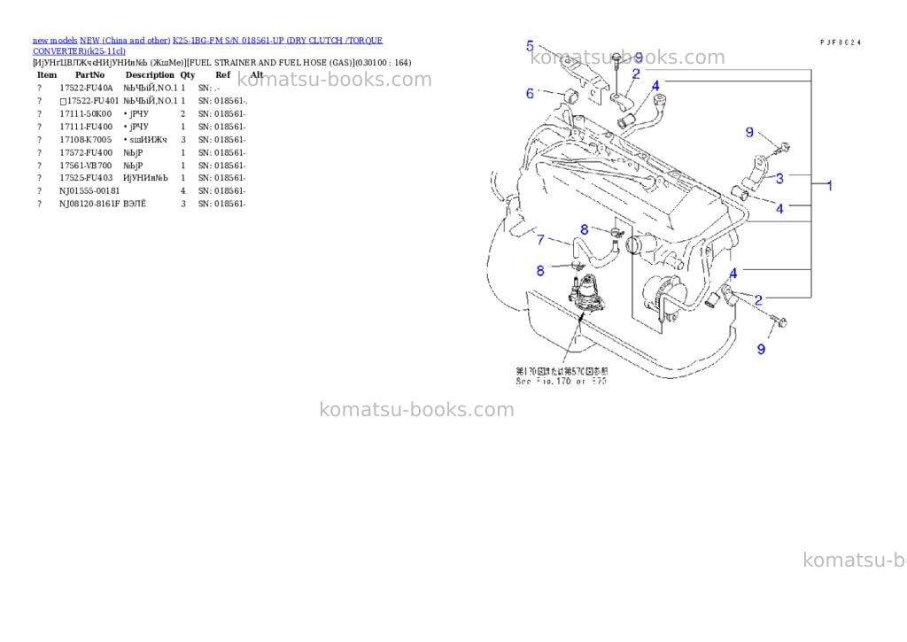 Komatsu k25-1bg-fm s/n 018561-up dry clutch /torque converter Parts catalog cover Page 9 Komatsu k25-1bg-fm s/n 018561-up dry clutch /torque converter Parts catalog cover Page 9