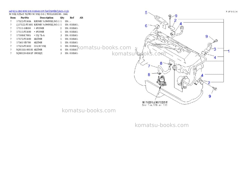 Komatsu K25-1BG-WM S/N 018561-UP ЃiіЄЇДёЧЇБЃj Parts catalog cover Page 9 Komatsu K25-1BG-WM S/N 018561-UP ЃiіЄЇДёЧЇБЃj Parts catalog cover Page 9