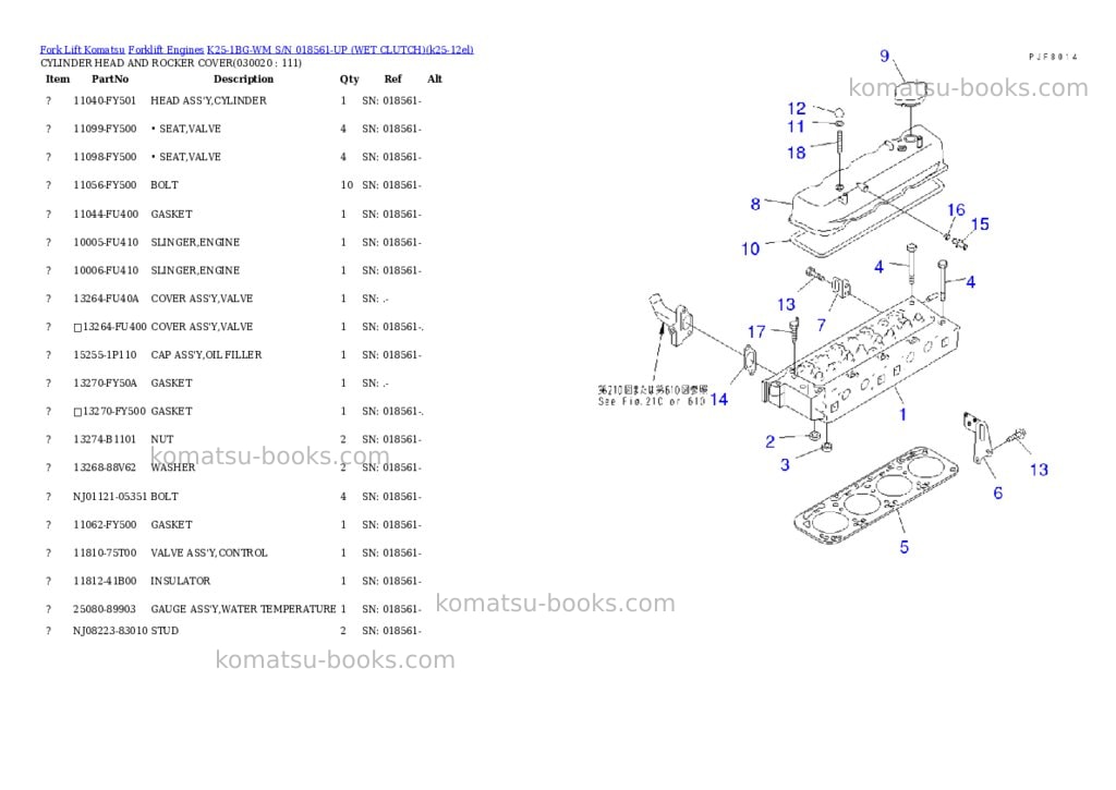 Komatsu k25-1bg-wm s/n 018561-up （ｳｪｯﾄｸﾗｯﾁ） Parts catalog cover