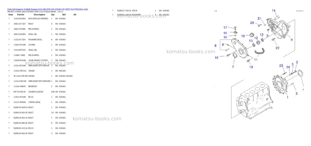 Komatsu k25-1bg-wm s/n 018561-up （ｳｪｯﾄｸﾗｯﾁ） Parts catalog cover Page 5