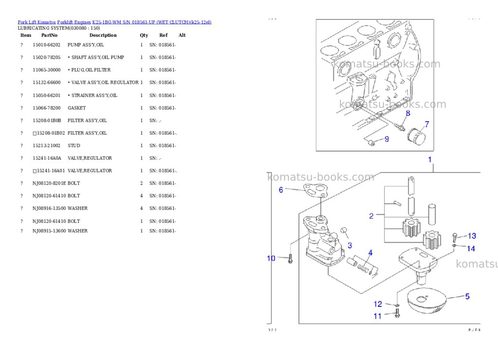 Komatsu k25-1bg-wm s/n 018561-up （ｳｪｯﾄｸﾗｯﾁ） Parts catalog cover Page 7