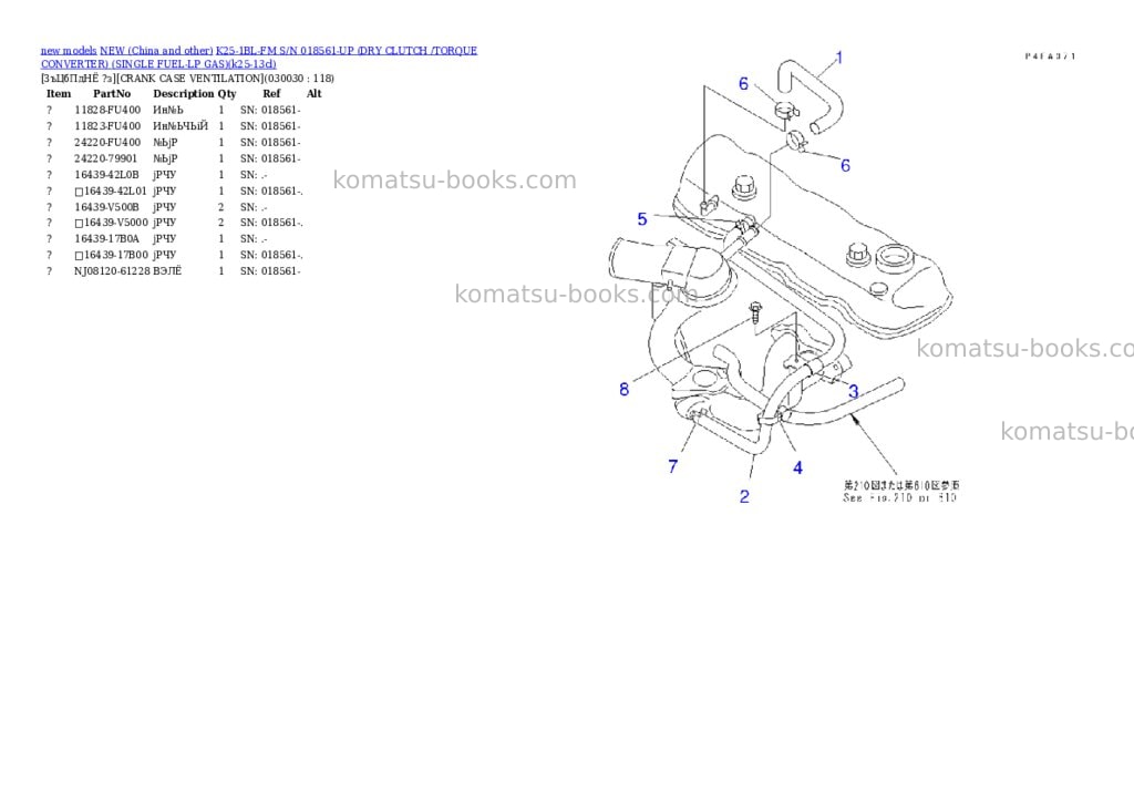 Komatsu k25-1bl-fm s/n 018561-up dry clutch /torque converter single fuel-lp gas Parts catalog cover Page 2