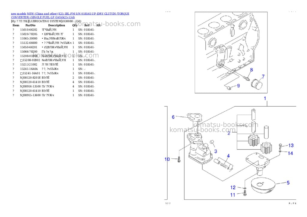 Komatsu k25-1bl-fm s/n 018561-up dry clutch /torque converter single fuel-lp gas Parts catalog cover Page 7