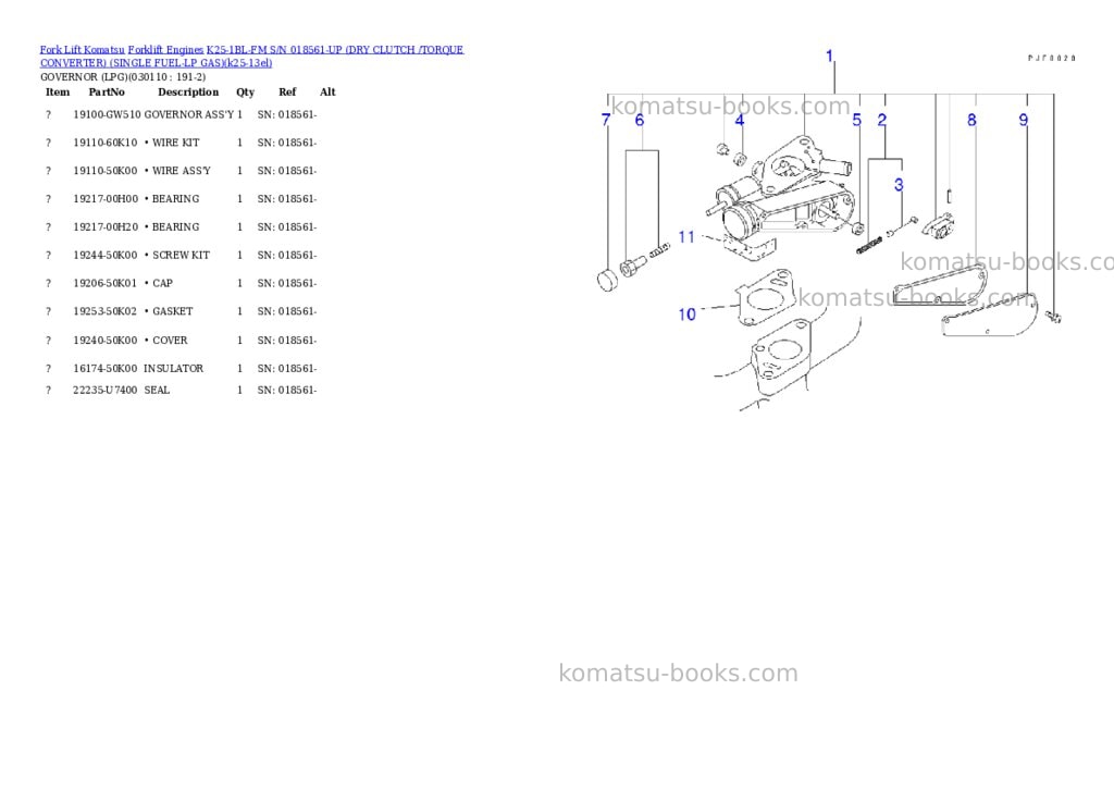 Komatsu k25-1bl-fm s/n 018561-up (ドライクラッチ/トルクコンバータ)(lpgセンヨウ) Parts catalog cover Page 10 Komatsu k25-1bl-fm s/n 018561-up (ドライクラッチ/トルクコンバータ)(lpgセンヨウ) Parts catalog cover Page 10