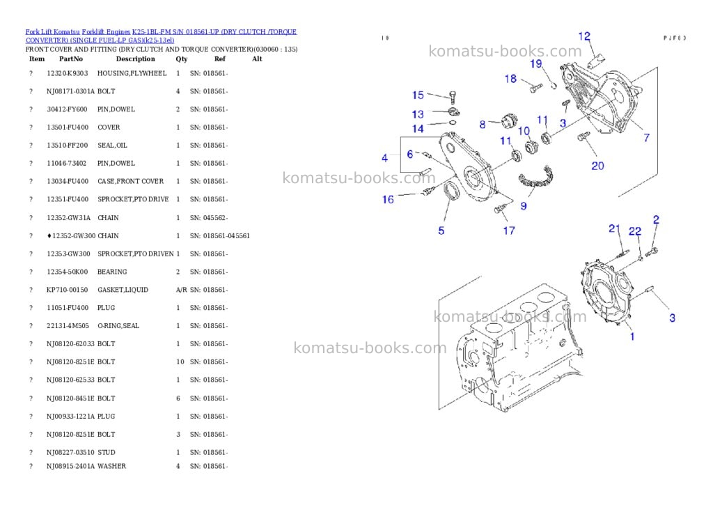 Komatsu k25-1bl-fm s/n 018561-up (ドライクラッチ/トルクコンバータ)(lpgセンヨウ) Parts catalog cover Page 5 Komatsu k25-1bl-fm s/n 018561-up (ドライクラッチ/トルクコンバータ)(lpgセンヨウ) Parts catalog cover Page 5