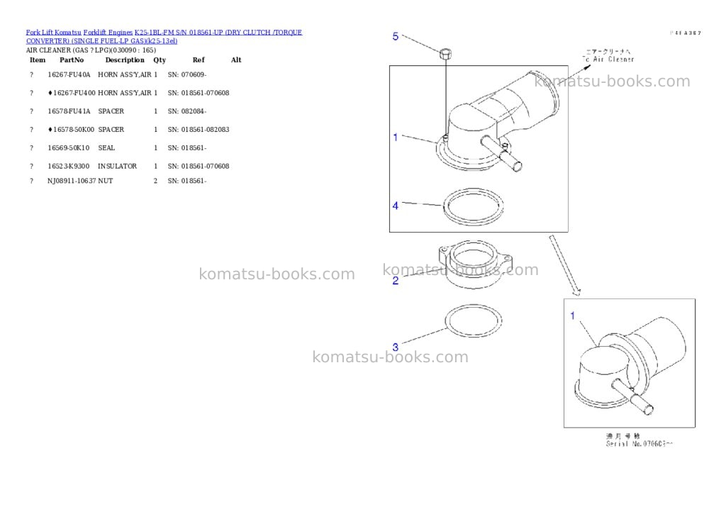 Komatsu k25-1bl-fm s/n 018561-up (ドライクラッチ/トルクコンバータ)(lpgセンヨウ) Parts catalog cover Page 8 Komatsu k25-1bl-fm s/n 018561-up (ドライクラッチ/トルクコンバータ)(lpgセンヨウ) Parts catalog cover Page 8