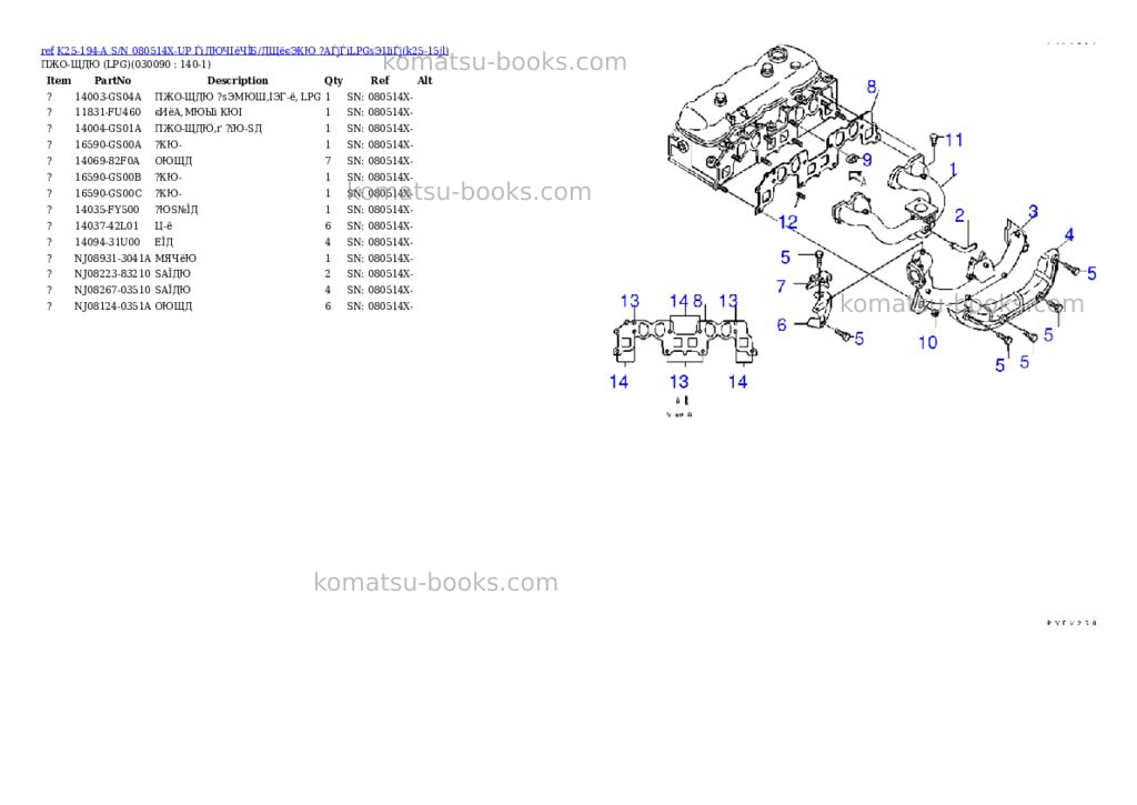 Komatsu k25-194-a s/n 080514x-up （ﾄﾞﾗｲｸﾗｯﾁ/ﾄﾙｸｺﾝﾊﾞｰﾀ）（lpgｾﾝﾖｳ） Parts catalog cover Page 8