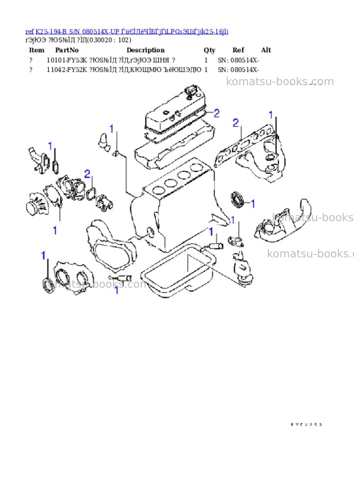 Komatsu k25-194-b s/n 080514x-up (ウェットクラッチ)(lpgセンヨウ) Parts catalog cover Komatsu k25-194-b s/n 080514x-up (ウェットクラッチ)(lpgセンヨウ) Parts catalog cover