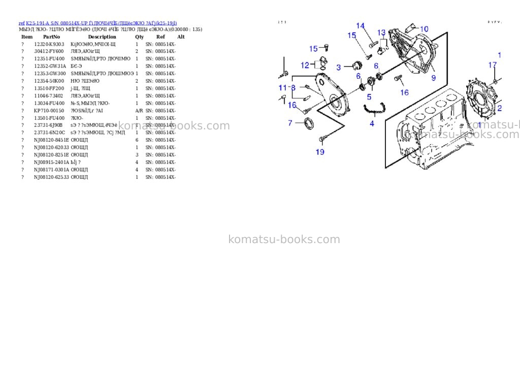 Komatsu k25-191-a s/n 080514x-up (ドライクラッチ/トルクコンバータ) Parts catalog cover Page 7 Komatsu k25-191-a s/n 080514x-up (ドライクラッチ/トルクコンバータ) Parts catalog cover Page 7