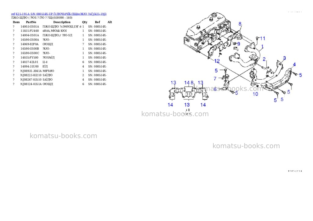 Komatsu k25-191-a s/n 080514x-up (ドライクラッチ/トルクコンバータ) Parts catalog cover Page 8 Komatsu k25-191-a s/n 080514x-up (ドライクラッチ/トルクコンバータ) Parts catalog cover Page 8
