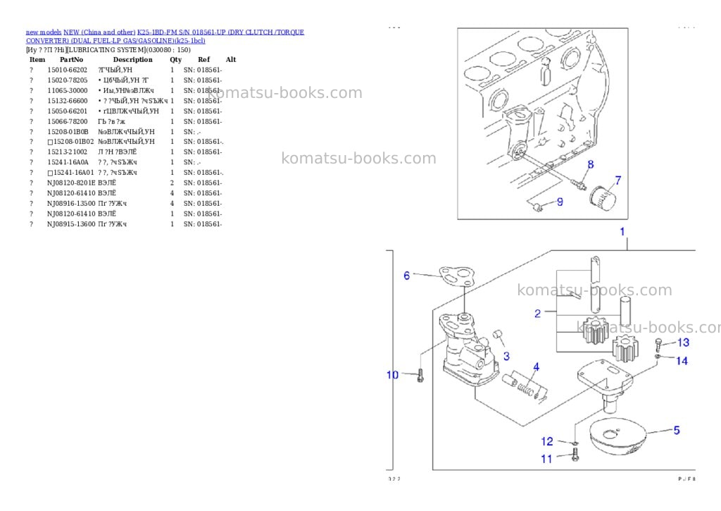 Komatsu k25-1bd-fm s/n 018561-up dry clutch /torque converter dual fuel-lp gas/gasoline Parts catalog cover Page 7