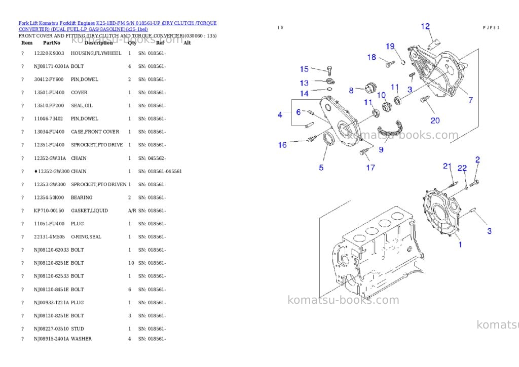 Komatsu k25-1bd-fm s/n 018561-up (ドライクラッチ/トルクコンバータ)(lpgヘイヨウ) Parts catalog cover Page 5 Komatsu k25-1bd-fm s/n 018561-up (ドライクラッチ/トルクコンバータ)(lpgヘイヨウ) Parts catalog cover Page 5