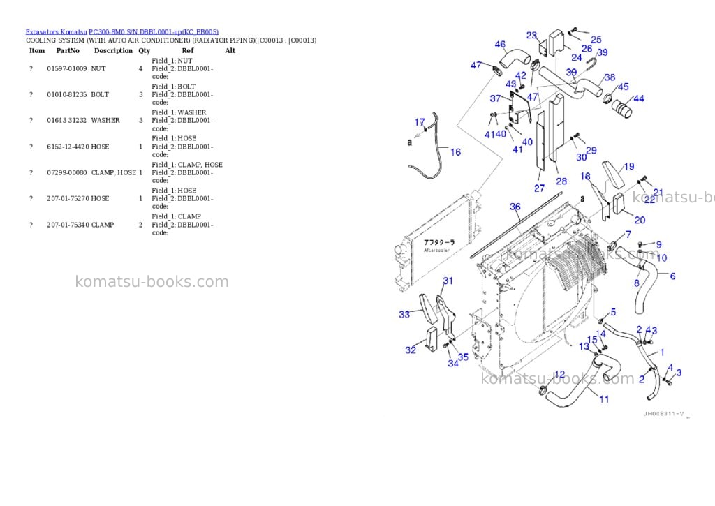 Komatsu pc300-8m0 s/n dbbl0001-up Parts catalog cover Page 7 Komatsu pc300-8m0 s/n dbbl0001-up Parts catalog cover Page 7
