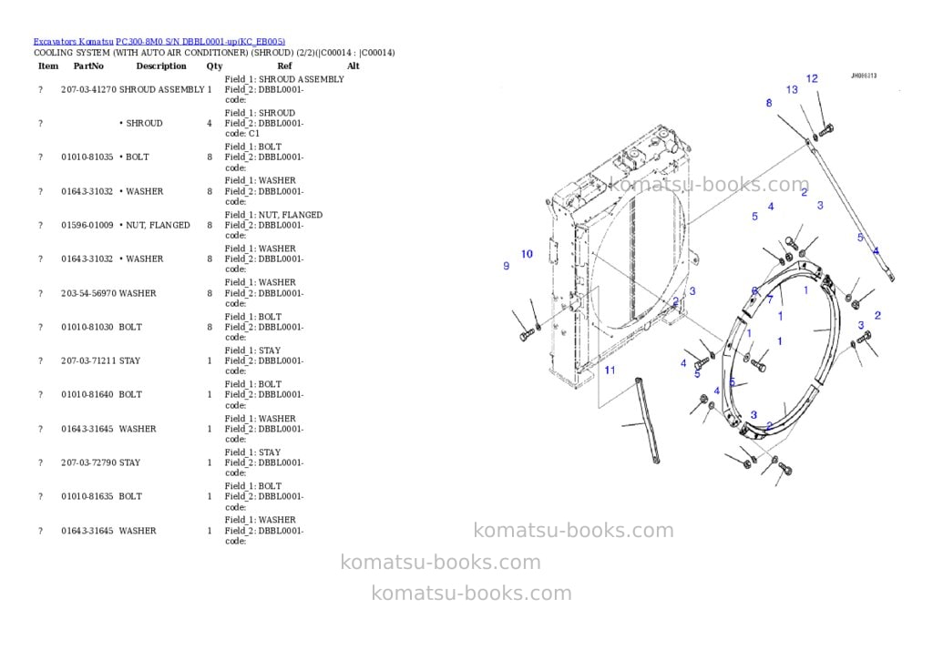 Komatsu pc300-8m0 s/n dbbl0001-up Parts catalog cover Page 8 Komatsu pc300-8m0 s/n dbbl0001-up Parts catalog cover Page 8