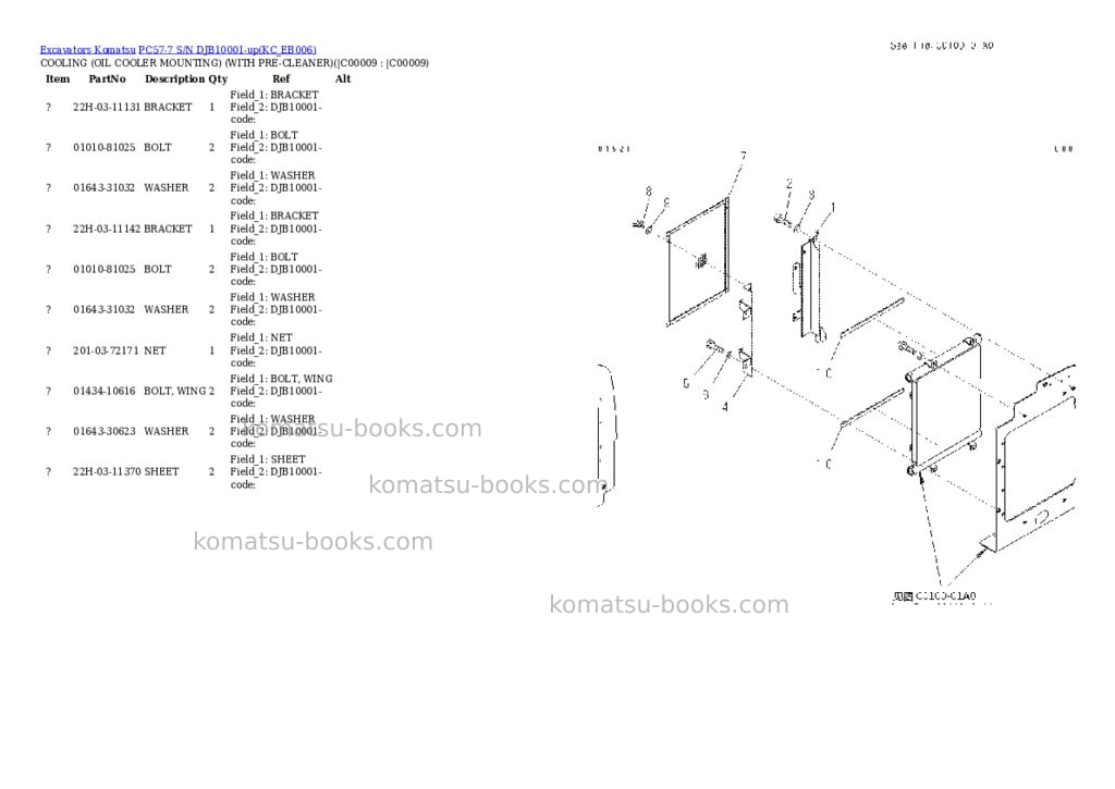 Komatsu pc57-7 s/n djb10001-up Parts catalog cover Page 5