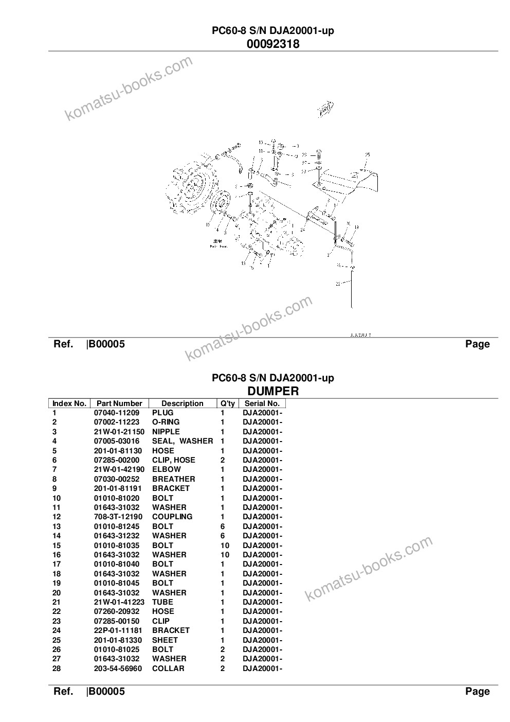 Komatsu pc60-8 s/n dja20001-up Parts catalog cover Page 7 Komatsu pc60-8 s/n dja20001-up Parts catalog cover Page 7