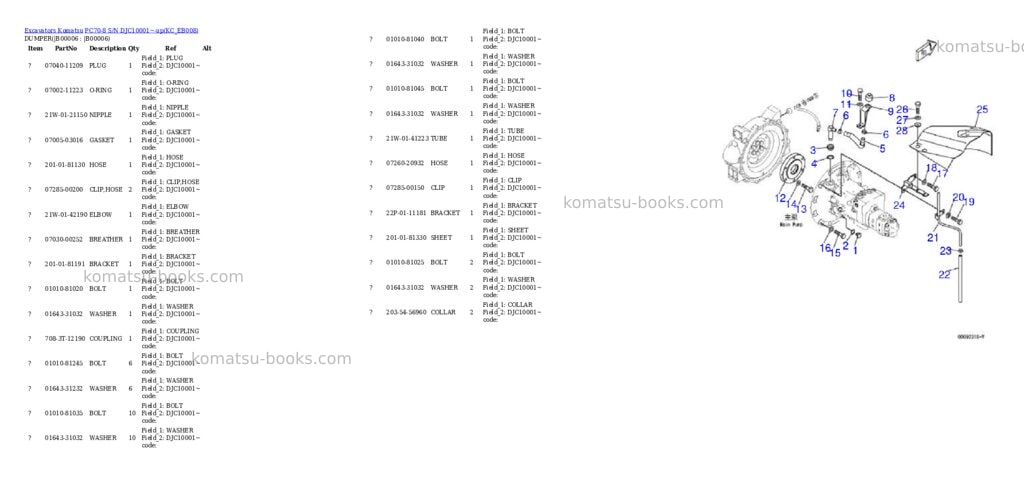 Komatsu pc70-8 s/n djc10001~-up Parts catalog cover Page 3