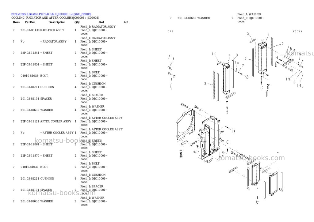 Komatsu pc70-8 s/n djc10001~-up Parts catalog cover Page 4
